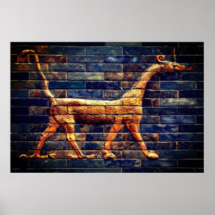 Affiche DRAGONS SERPENTS BABYLONIENS Art assyrien antique