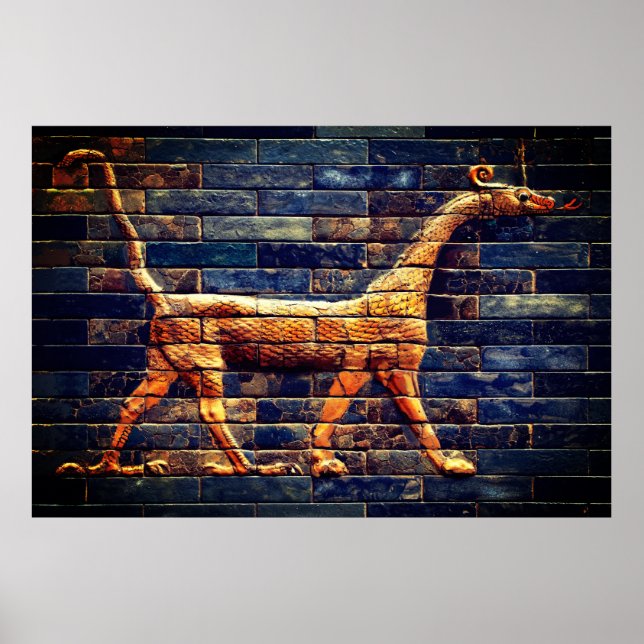 Affiche DRAGONS SERPENTS BABYLONIENS Art assyrien antique  (Devant)