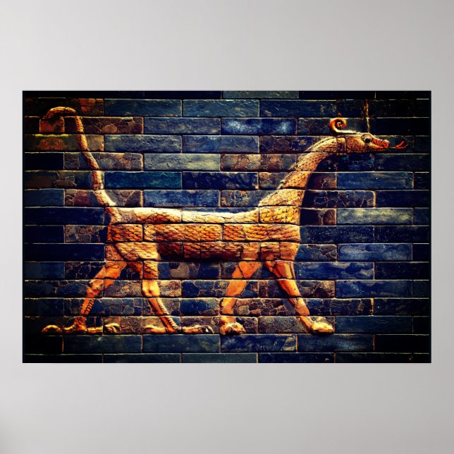 Affiche DRAGONS SERPENTS BABYLONIENS Art assyrien antique  (Devant)