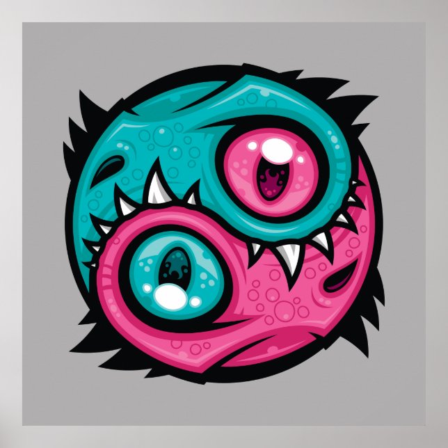 Affiche Dragons Yin Yang Rose et Sarcelle (Devant)