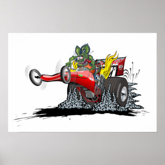 Affiche Dragster de dessin animé