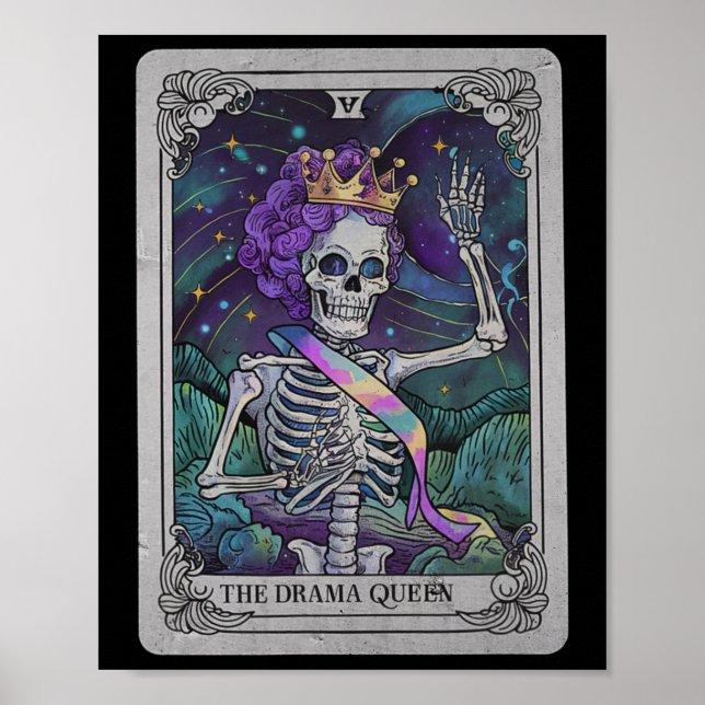 Affiche Drama Skeleton Queen Tarot Card Gothic Witchy Hall (Devant)