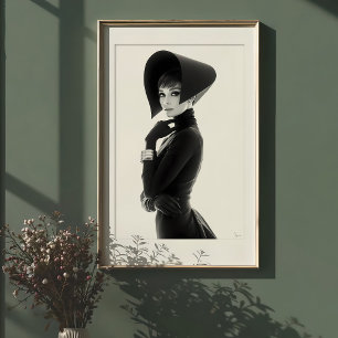 Affiche Drame Sculptural : Icône de Mode Monochrome