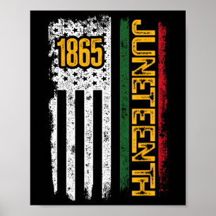 Affiche Drapeau 2024 Histoire noire Vintage 1865 Juneteent