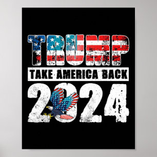 Affiche Drapeau 2024 Reprendre l'Amérique 4 juillet Trump 