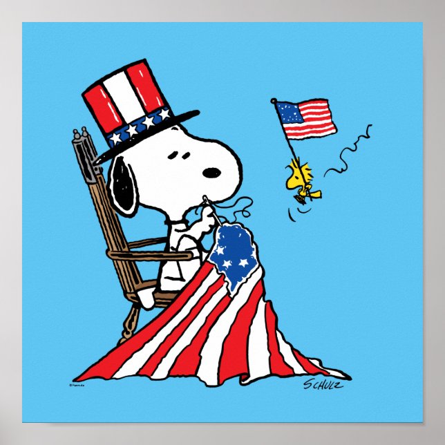 Affiche Drapeau 4 juillet à coudre Snoopy (Devant)
