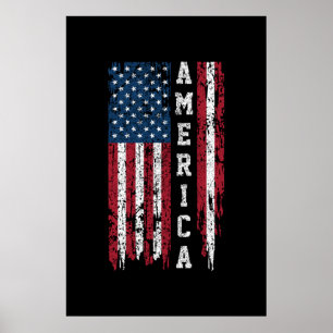 Affiche Drapeau 4 juillet américain