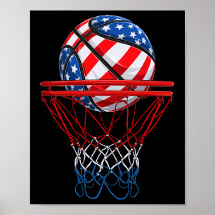 Affiche Drapeau 4 juillet American Patriotic Bysketbyll Us