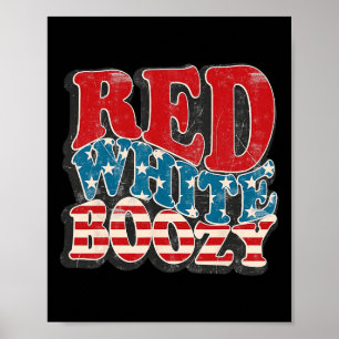 Affiche Drapeau 4 juillet Amérique rétro Rouge Blanc Bozy