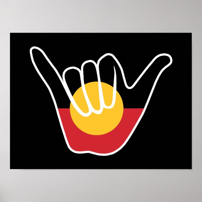 Affiche Drapeau aborigène australien signe Shaka pendaison (Devant)