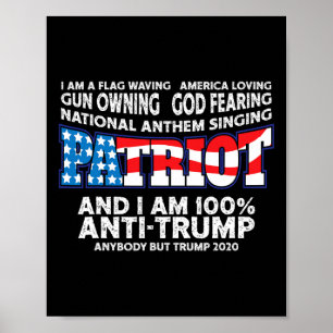 Affiche Drapeau Agitant Rouge Blanc Et Bleu Anti Trump
