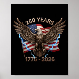 Affiche Drapeau Aigle 250 Ans 1776-2026 250e Anniversaire 