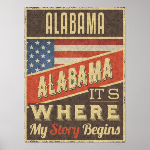 Affiche Drapeau Alabama USA