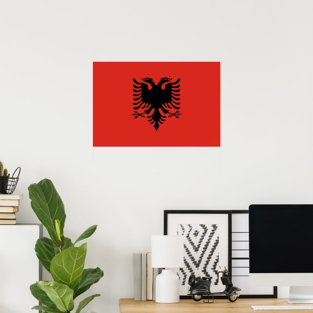 Affiche Drapeau albanais (Bureau à domicile)