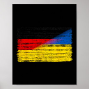 Affiche Drapeau Allemagne Ukraine Soutien Allemand Ukraini