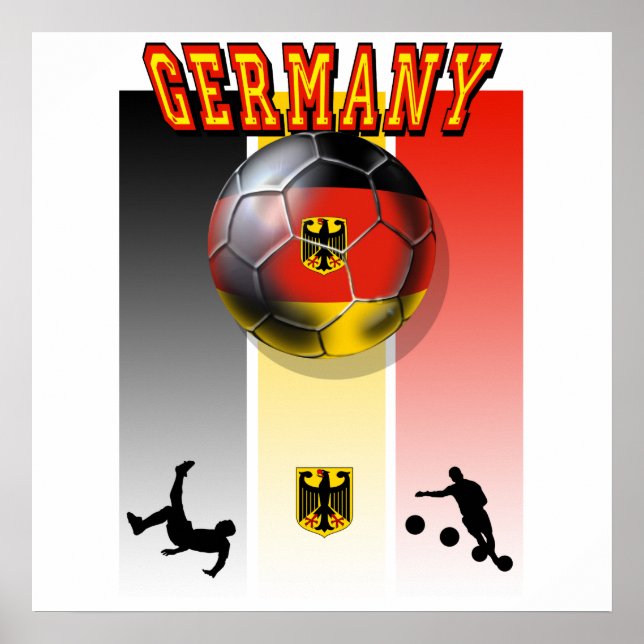 Affiche Drapeau allemand de football ballon de ballon kick (Devant)