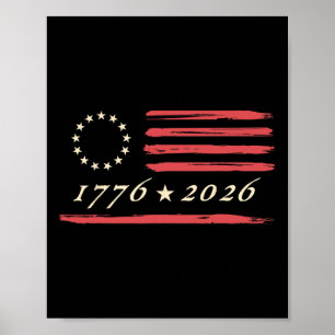Affiche Drapeau américain 13 étoiles Betsy Ross 4 juillet