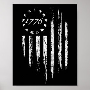 Affiche Drapeau américain 1776 Betsy Ross 13 étoiles États