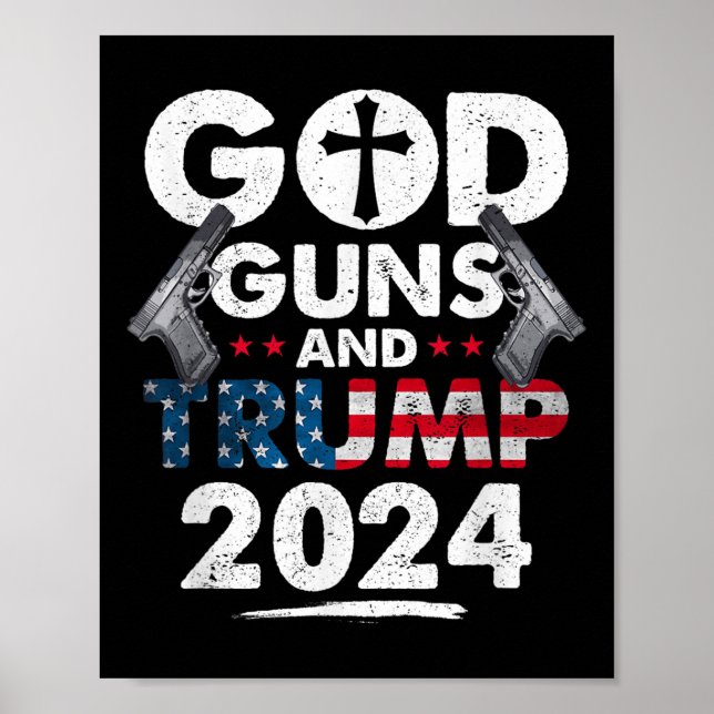 Affiche Drapeau Américain 2024 De God Guns Et Trump (Devant)
