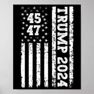 Affiche Drapeau américain 2024 Trump 47