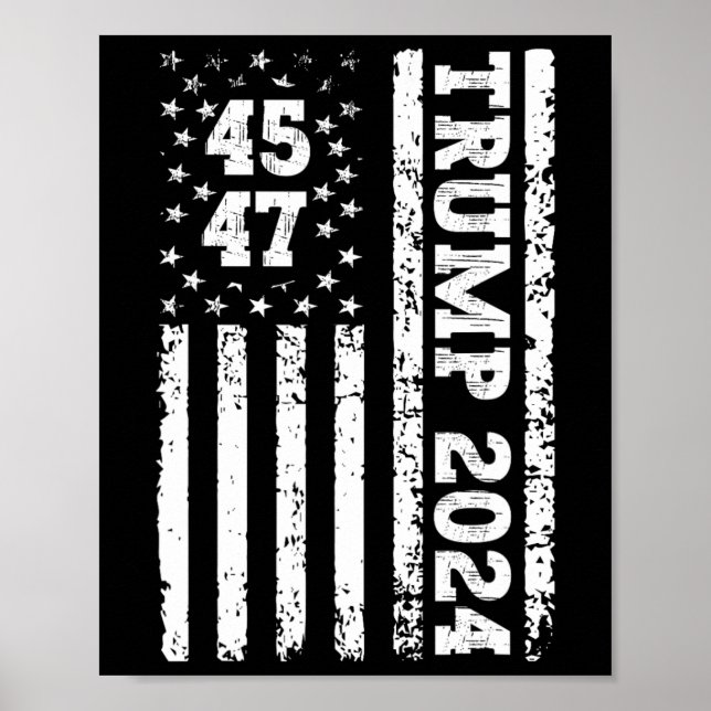Affiche Drapeau américain 2024 Trump 47 (Devant)
