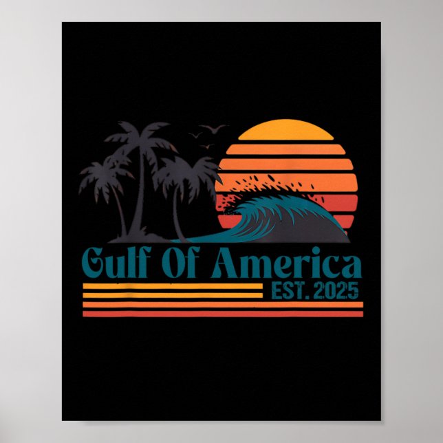 Affiche Drapeau Américain 2025 Du Golfe Rétro D'Amérique E (Devant)