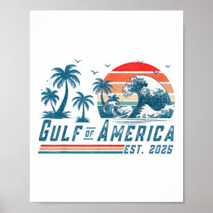 Affiche Drapeau Américain 2025 Du Golfe Rétro D'Amérique E