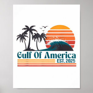 Affiche Drapeau Américain 2025 Du Golfe Rétro D'Amérique E
