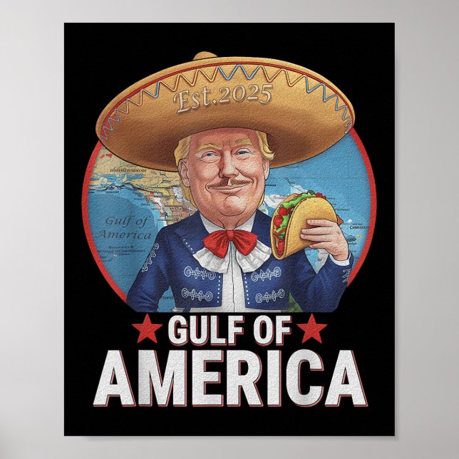 Affiche Drapeau Américain 2025 Du Golfe Rétro D'Amérique E (Devant)