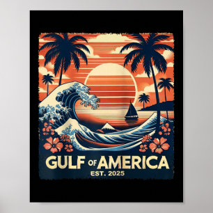 Affiche Drapeau Américain 2025 Du Golfe Rétro D'Usa Amériq
