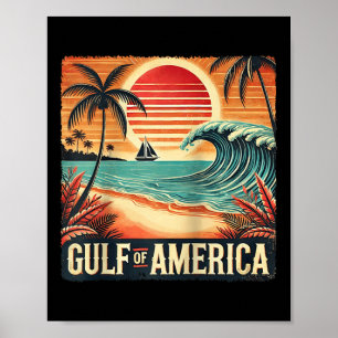 Affiche Drapeau Américain 2025 Du Golfe Rétro D'Usa Amériq