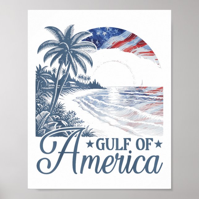 Affiche Drapeau Américain 2025 Golfe Du Mexique (Devant)