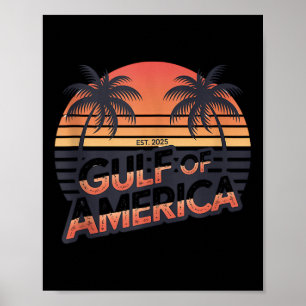 Affiche Drapeau Américain 2025 Golfe Rétro Mexique
