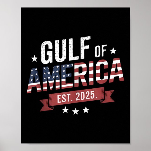 Affiche Drapeau Américain 2025 Golfe Rétro Mexique (Devant)