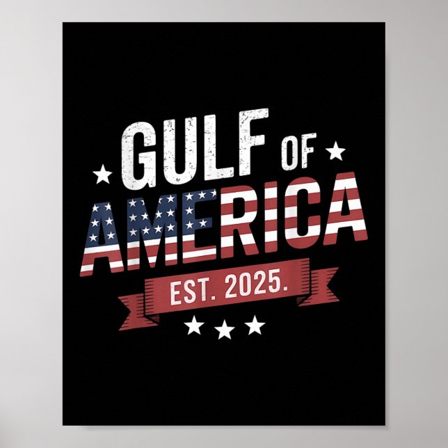 Affiche Drapeau Américain 2025 Golfe Rétro Mexique (Devant)