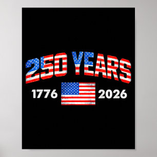 Affiche Drapeau américain 250 ans 1776 2026 250e