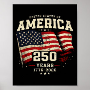 Affiche Drapeau américain 250 ans d'anniversaire Usa 1776