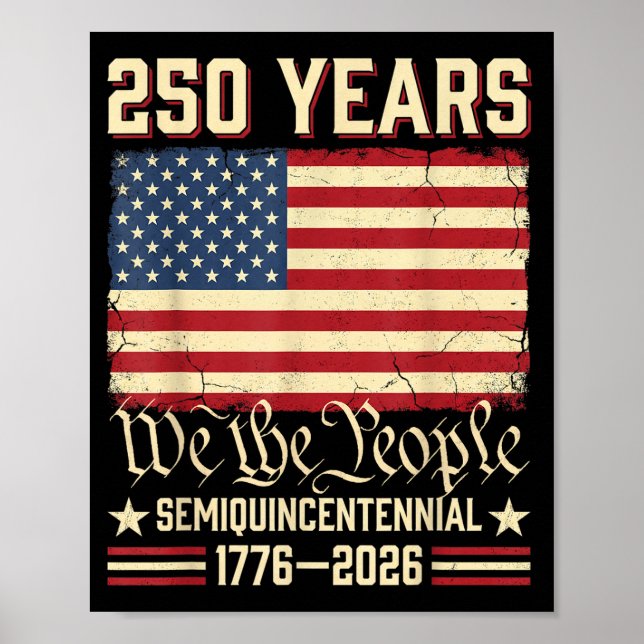 Affiche drapeau américain 250e anniversaire America 250  (Devant)