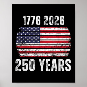 Affiche Drapeau américain 250e anniversaire États-Unis Joy
