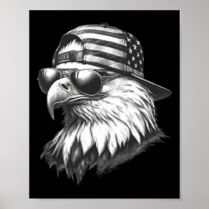 Affiche Drapeau américain 4 juillet Aigle patriotique