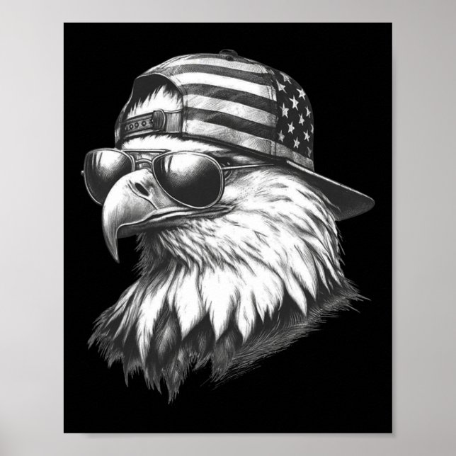Affiche Drapeau américain 4 juillet Aigle patriotique (Devant)