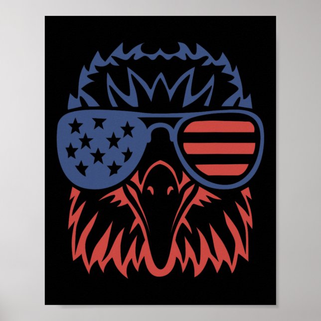 Affiche Drapeau américain 4 juillet Aigle patriotique (Devant)