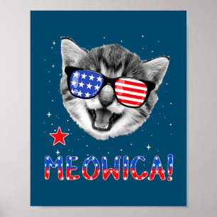 Affiche Drapeau américain 4 juillet Meowica