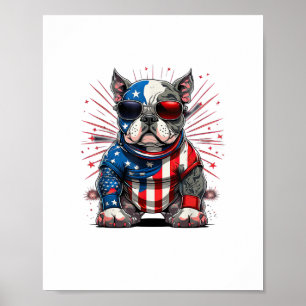Affiche Drapeau américain 4 juillet Patriotic American Bul