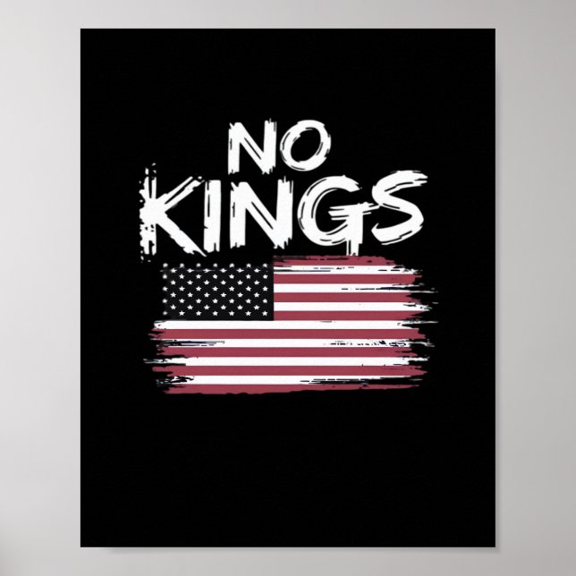 Affiche Drapeau Américain à l'Envers en Distresse No Kings (Devant)