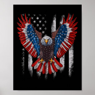 Affiche Drapeau Américain Aigle Bald 4 Juillet Usa Patriot