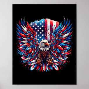 Affiche Drapeau Américain Aigle Bald Patriote Aigle 4 Juil