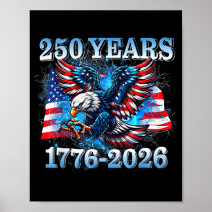 Affiche Drapeau américain aigle garçons États-Unis 250 ans