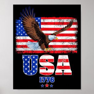 Affiche Drapeau Américain Aigle Patriotique Fête de l'Indé