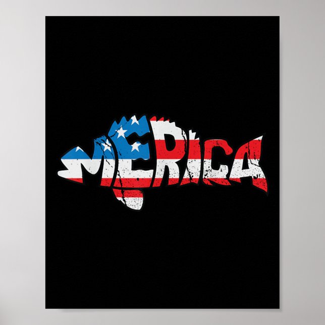 Affiche Drapeau Américain Amateurs de pêche Pêcheur Funny  (Devant)